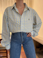 Camisa Polo Ralph Lauren Xadrez Amarelo e Azul | Oversized Vintage Preppy