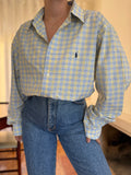 Camisa Polo Ralph Lauren Xadrez Amarelo e Azul | Oversized Vintage Preppy