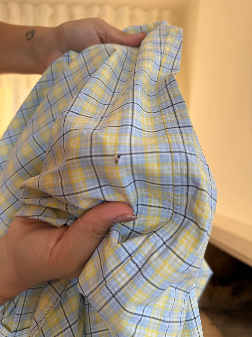 Camisa Polo Ralph Lauren Xadrez Amarelo e Azul | Oversized Vintage Preppy