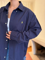 Camisa Ralph Lauren Azul Marinho Logo Amarelo | Oversized Vintage Preppy