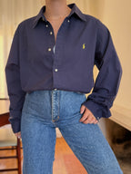 Camisa Ralph Lauren Azul Marinho Logo Amarelo | Oversized Vintage Preppy