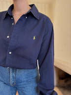 Camisa Ralph Lauren Azul Marinho Logo Amarelo | Oversized Vintage Preppy