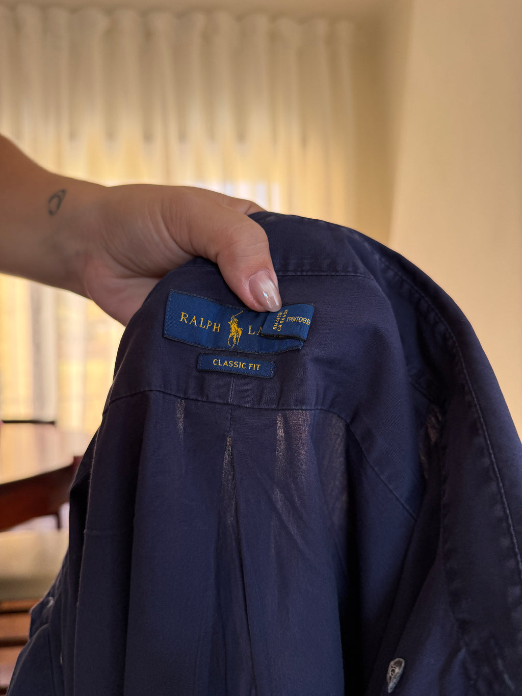Camisa Ralph Lauren Azul Marinho Logo Amarelo | Oversized Vintage Preppy