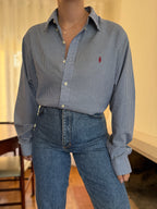 Camisa Ralph Lauren Xadrez Vichy Azul e Branco | Oversized Vintage Preppy