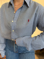 Camisa Ralph Lauren Xadrez Vichy Azul e Branco | Oversized Vintage Preppy