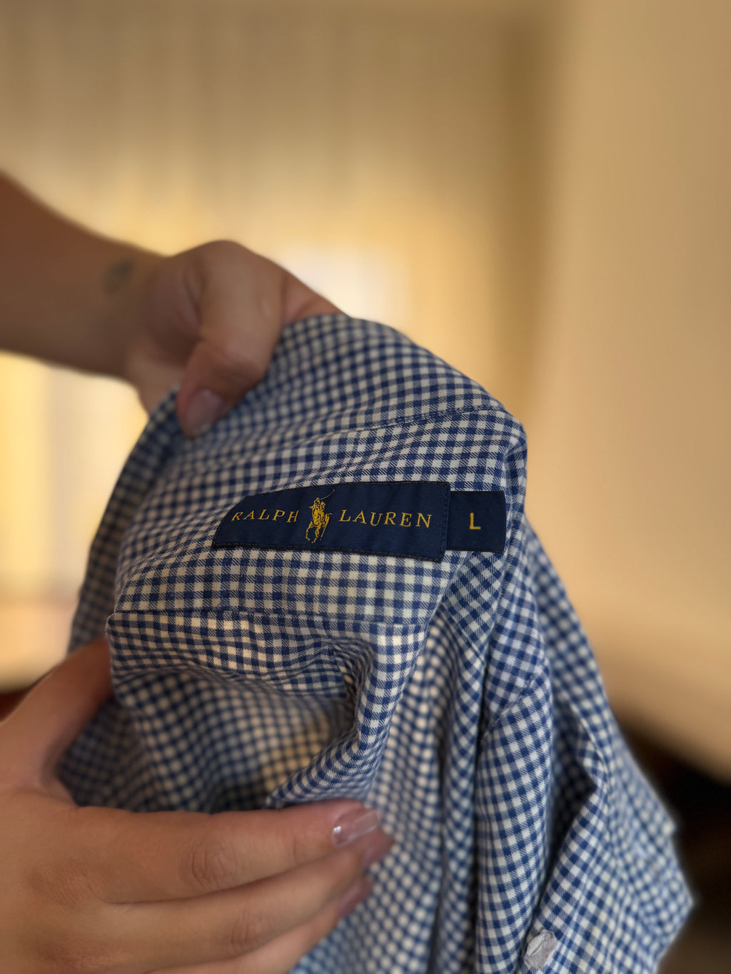 Camisa Ralph Lauren Xadrez Vichy Azul e Branco | Oversized Vintage Preppy
