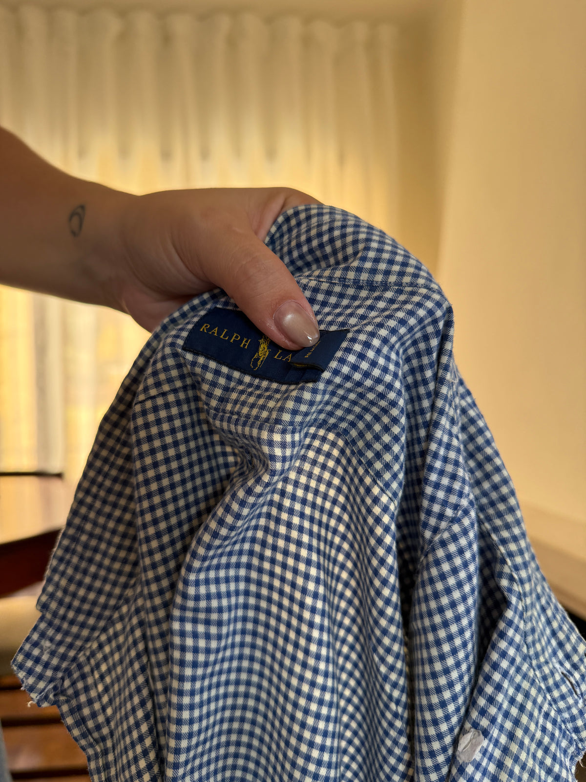 Camisa Ralph Lauren Xadrez Vichy Azul e Branco | Oversized Vintage Preppy