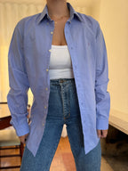 Camisa Ralph Lauren Azul Lavanda Lisa | Logo Lilás Oversized Preppy