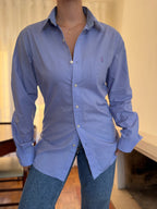 Camisa Ralph Lauren Azul Lavanda Lisa | Logo Lilás Oversized Preppy