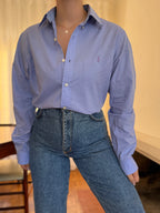 Camisa Ralph Lauren Azul Lavanda Lisa | Logo Lilás Oversized Preppy