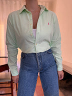 Camisa Ralph Lauren Verde Menta Oxford | Logo Rosa Preppy Classic