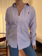 Camisa Ralph Lauren Riscas Rosa e Azul | Oversized Preppy Classic
