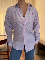Camisa Ralph Lauren Riscas Rosa e Azul | Oversized Preppy Classic