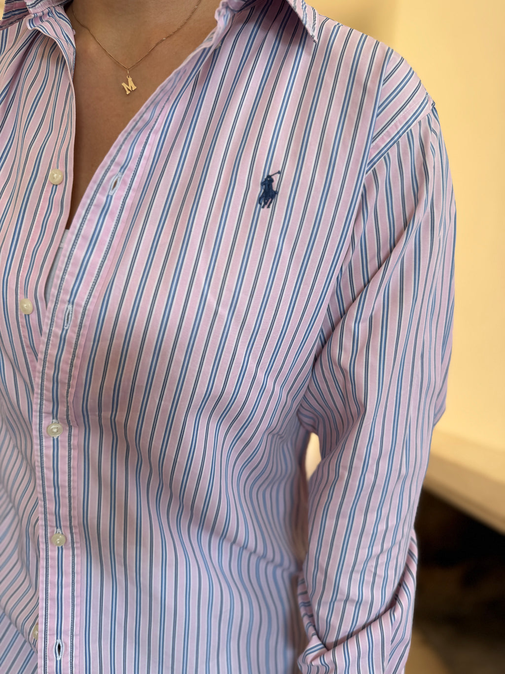 Camisa Ralph Lauren Riscas Rosa e Azul | Oversized Preppy Classic