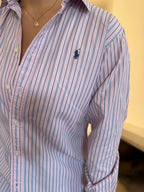 Camisa Ralph Lauren Riscas Rosa e Azul | Oversized Preppy Classic