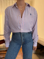 Camisa Ralph Lauren Riscas Rosa e Azul | Oversized Preppy Classic