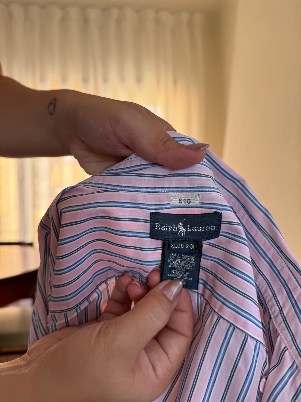 Camisa Ralph Lauren Riscas Rosa e Azul | Oversized Preppy Classic