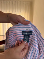 Camisa Ralph Lauren Riscas Rosa e Azul | Oversized Preppy Classic