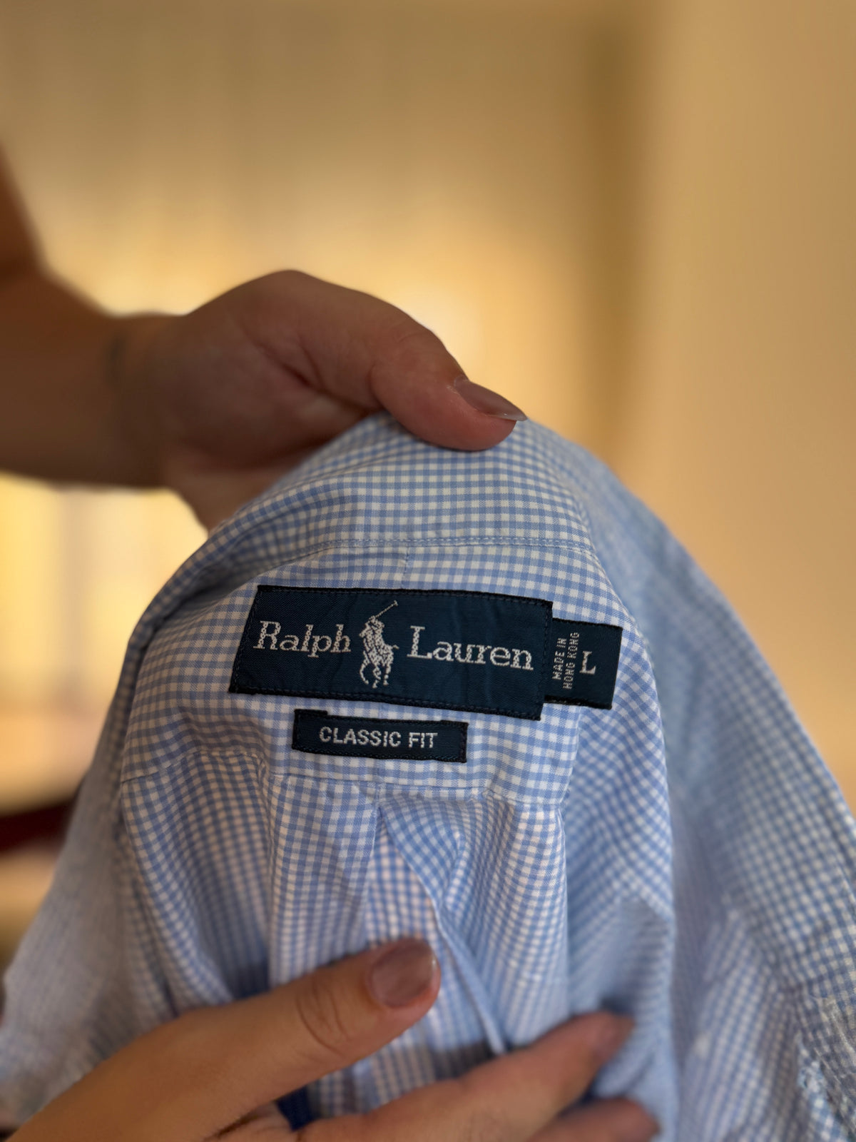 Camisa Ralph Lauren Manga Curta Vichy Azul Claro | Logo Rosa Oversized Preppy