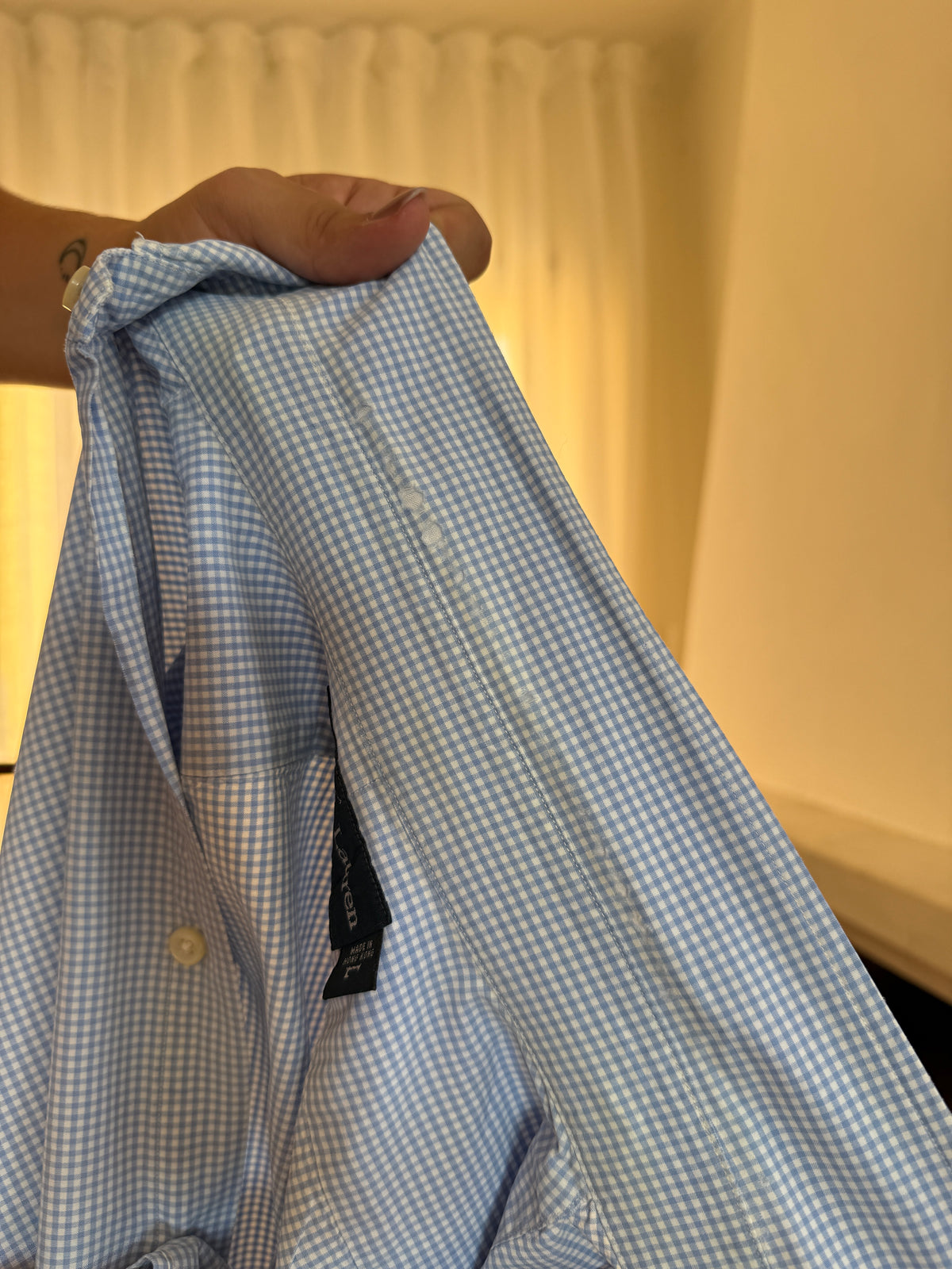 Camisa Ralph Lauren Manga Curta Vichy Azul Claro | Logo Rosa Oversized Preppy