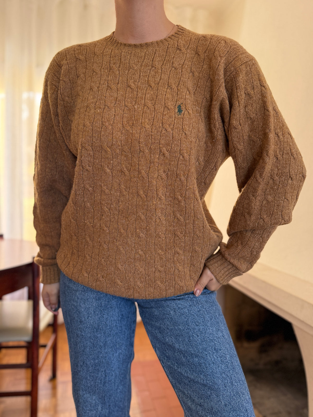 Camisola Polo Ralph Lauren Lambswool Camel | Cable Knit Vintage Preppy