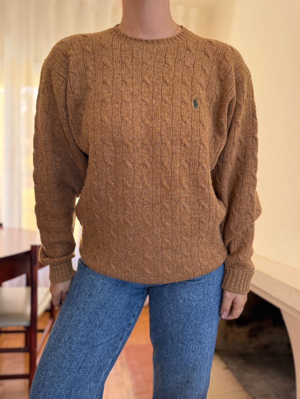 Camisola Polo Ralph Lauren Lambswool Camel | Cable Knit Vintage Preppy