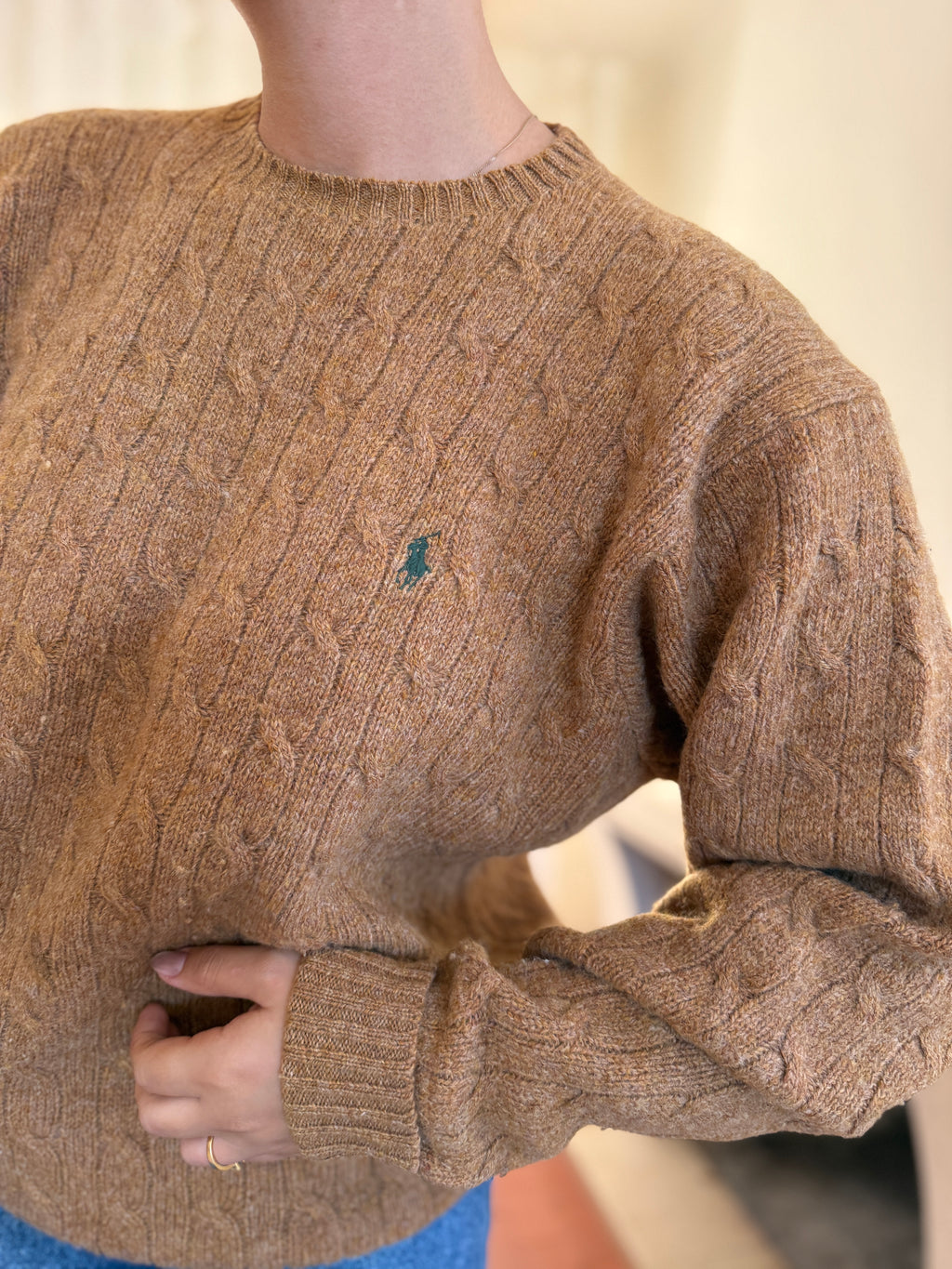 Camisola Polo Ralph Lauren Lambswool Camel | Cable Knit Vintage Preppy