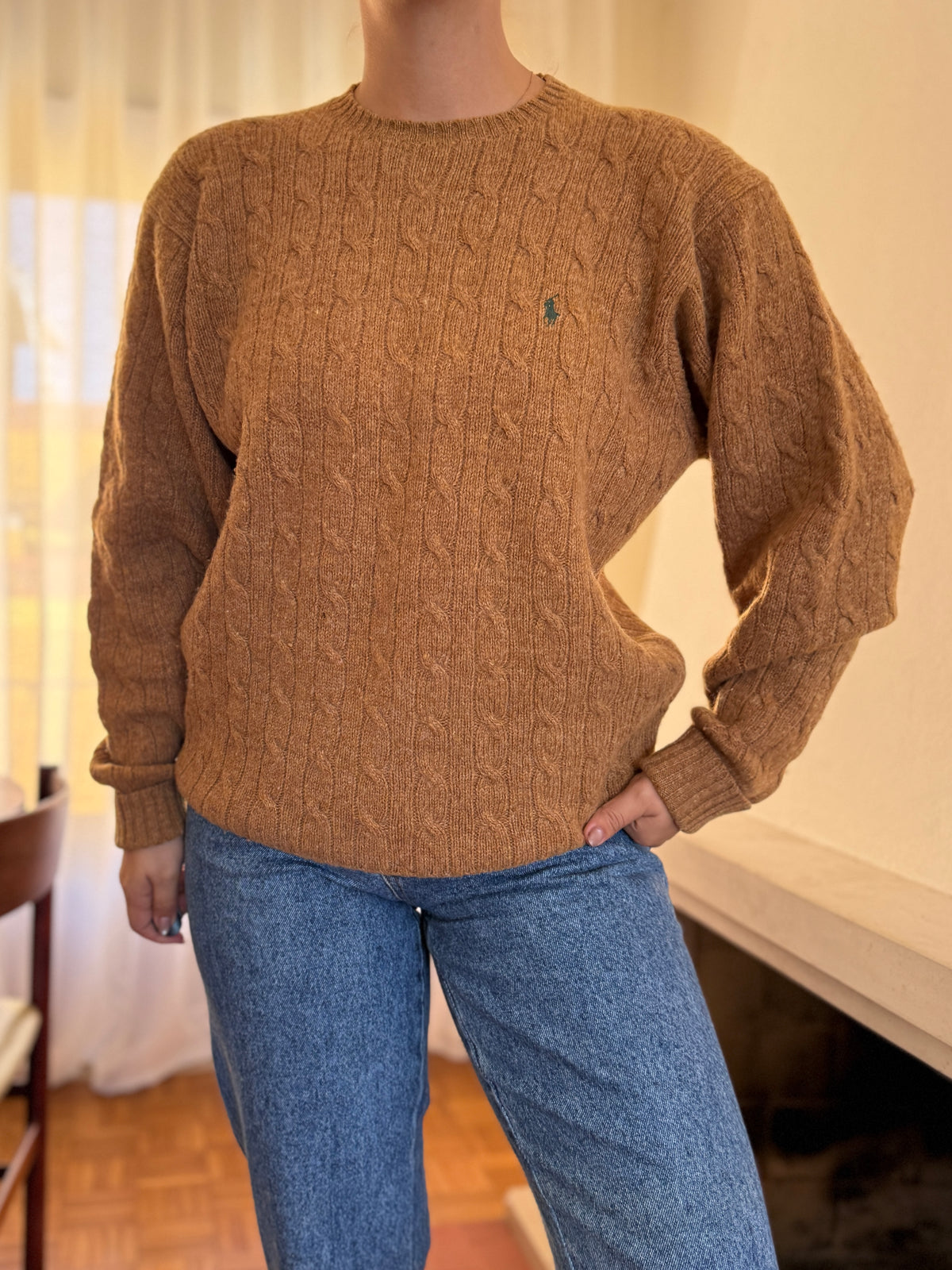 Camisola Polo Ralph Lauren Lambswool Camel | Cable Knit Vintage Preppy