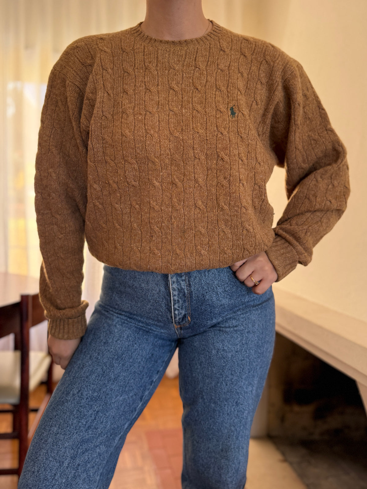 Camisola Polo Ralph Lauren Lambswool Camel | Cable Knit Vintage Preppy