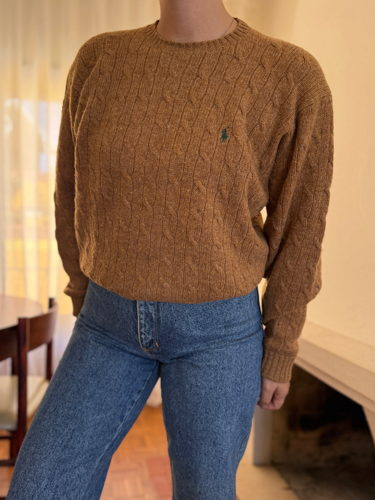 Camisola Polo Ralph Lauren Lambswool Camel | Cable Knit Vintage Preppy