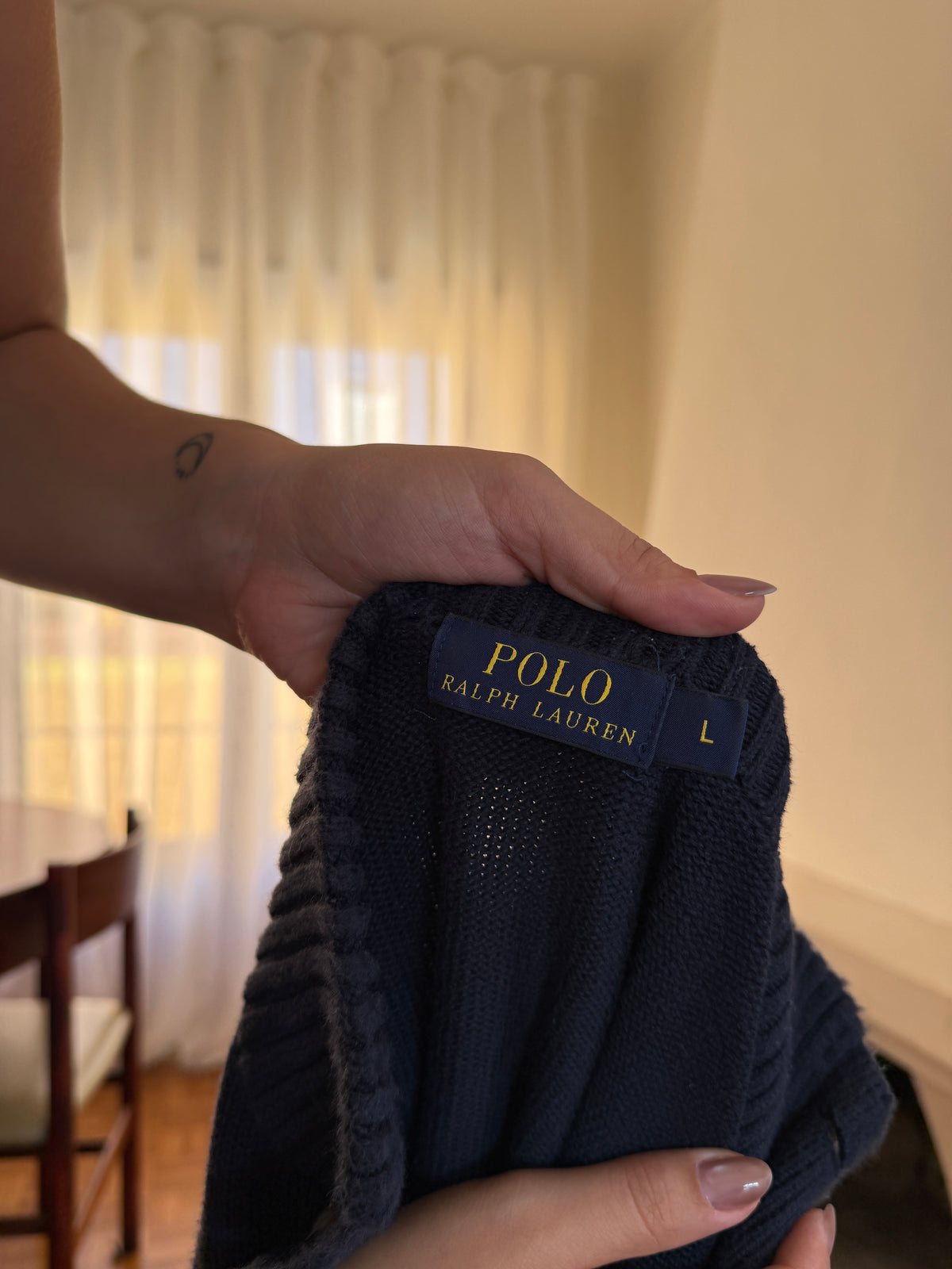 Camisola Polo Ralph Lauren Azul Marinho com Gola de Botões | Malha Vintage Preppy