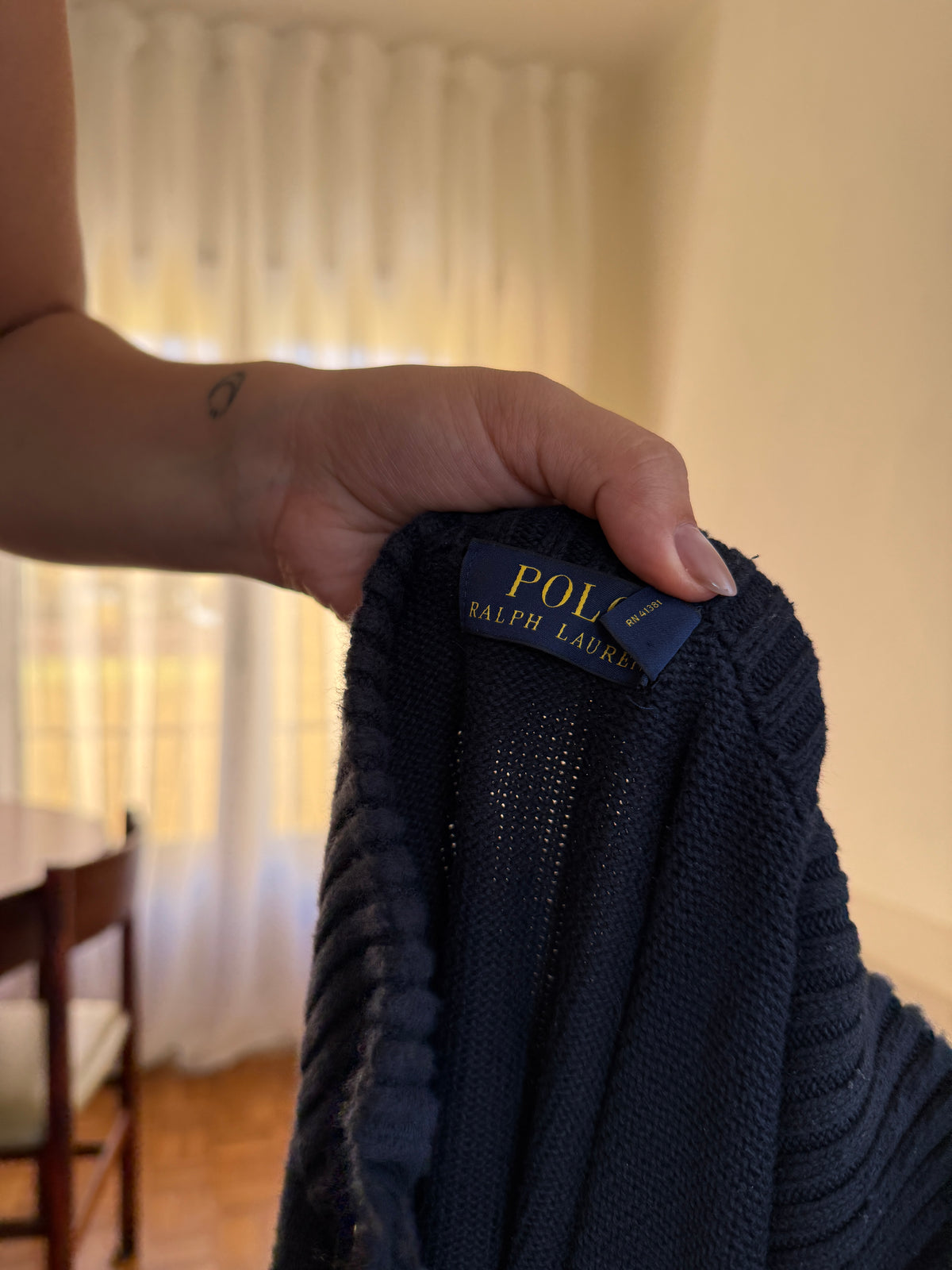 Camisola Polo Ralph Lauren Azul Marinho com Gola de Botões | Malha Vintage Preppy