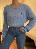 Camisola Polo Ralph Lauren Azul Claro | Cable Knit Vintage Preppy