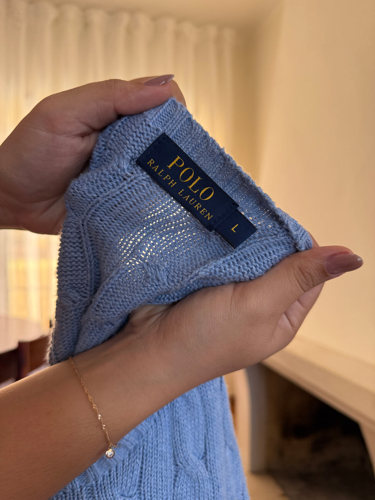 Camisola Polo Ralph Lauren Azul Claro | Cable Knit Vintage Preppy