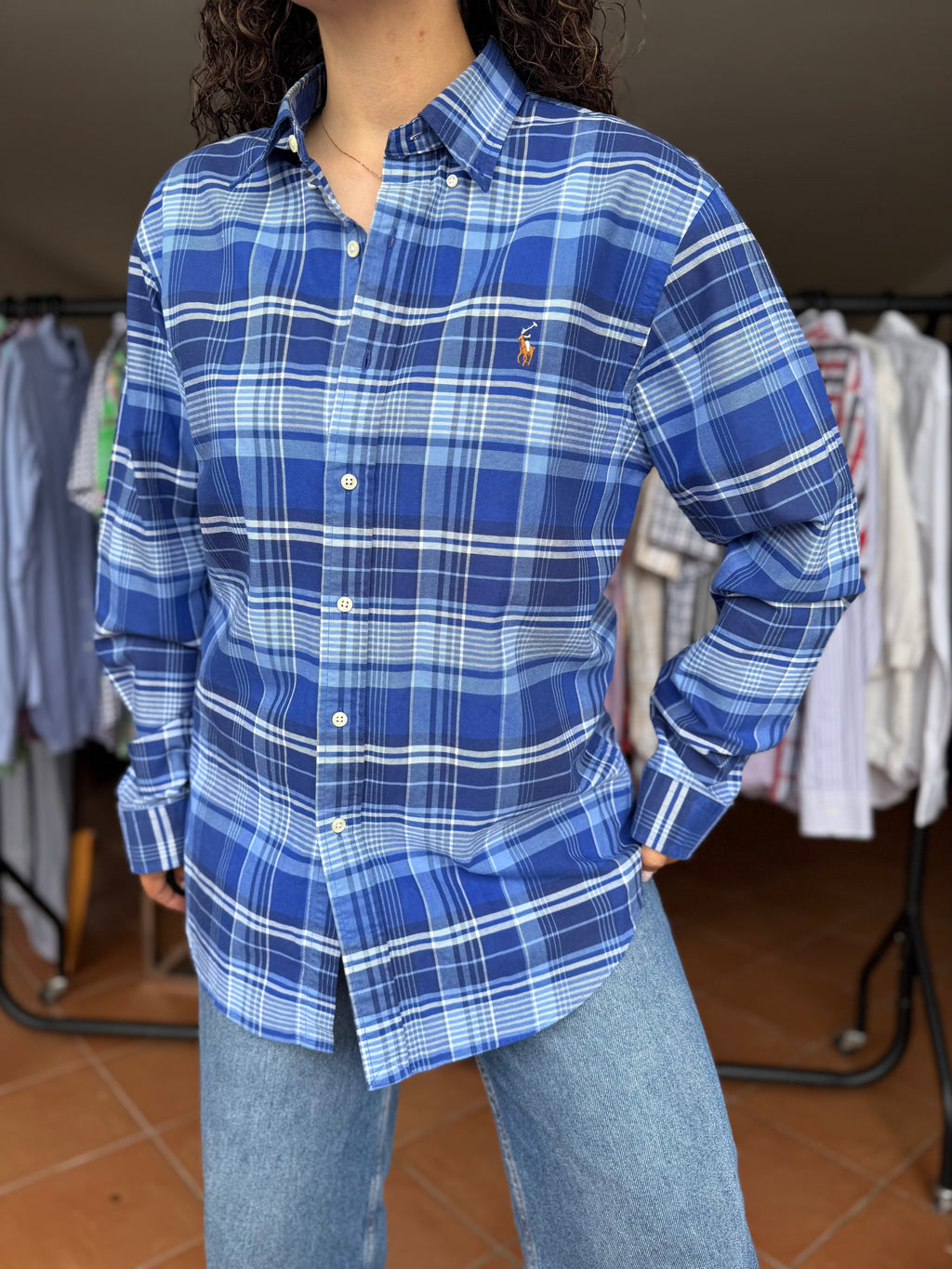 Camisa Ralph Lauren Azul Slim Fit 100% Algodão - Tamanho L