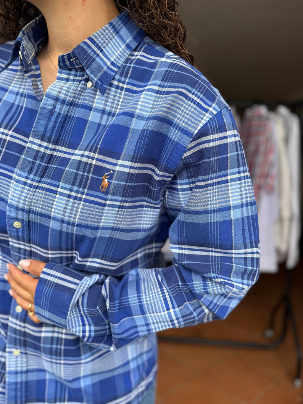 Camisa Ralph Lauren Azul Slim Fit 100% Algodão - Tamanho L