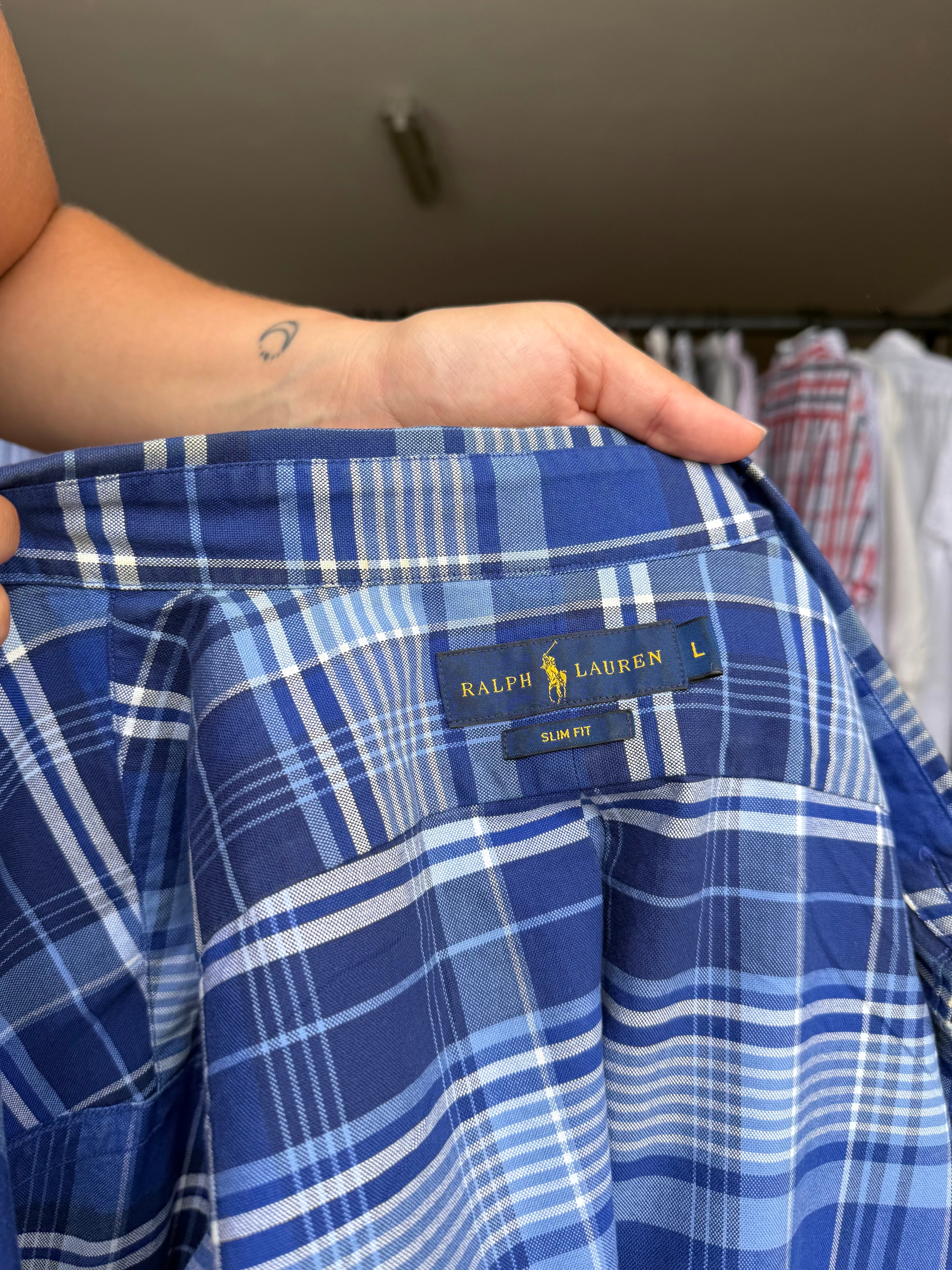 Camisa Ralph Lauren Azul Slim Fit 100% Algodão - Tamanho L