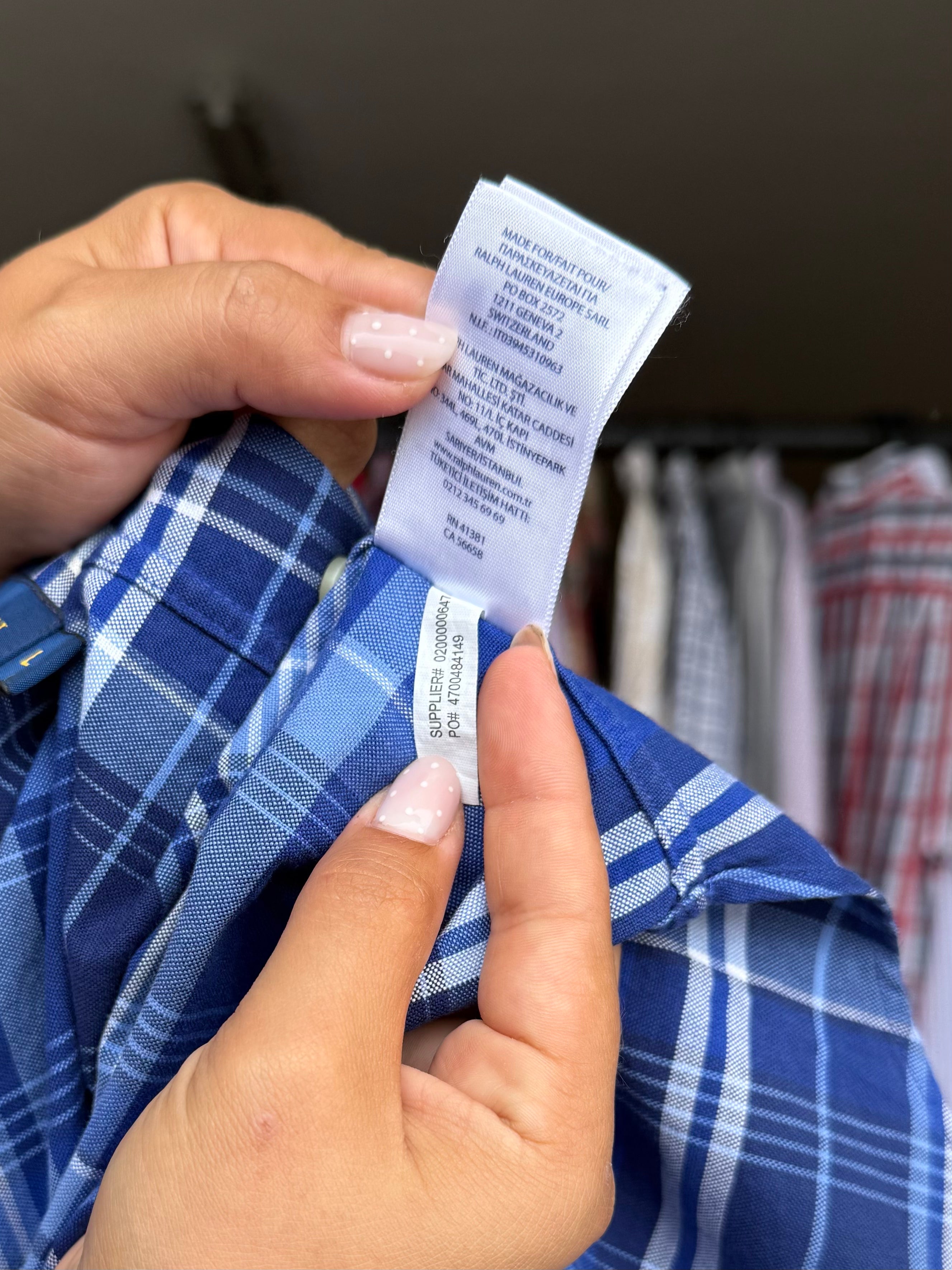 Camisa Ralph Lauren Azul Slim Fit 100% Algodão - Tamanho L