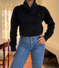 Camisola Ralph Lauren Preta Gola Xaile | Logo Vermelho Preppy Classic