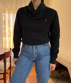 Camisola Ralph Lauren Preta Gola Xaile | Logo Vermelho Preppy Classic