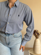 Camisa Ralph Lauren Blue Pinstripe – Vintage Youth (Fits M Adult)