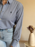 Camisa Ralph Lauren Blue Pinstripe – Vintage Youth (Fits M Adult)