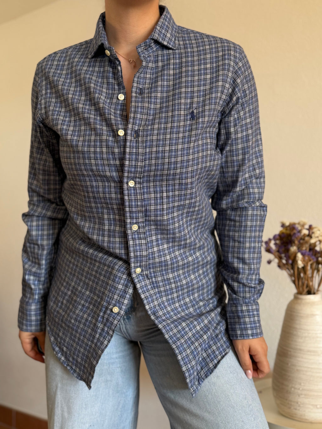 Camisa Polo Ralph Lauren Blue Plaid – Custom Fit (Vintage)