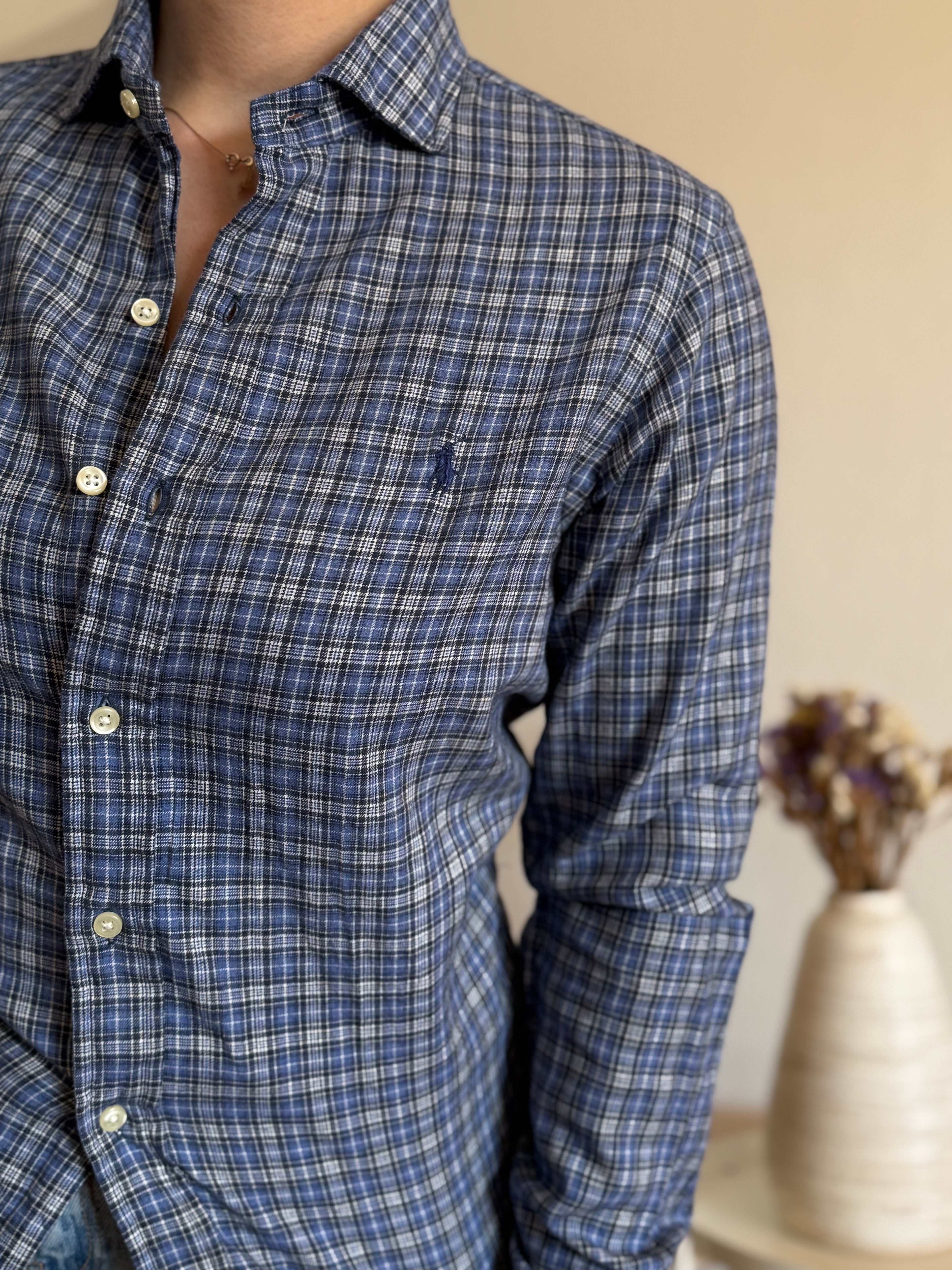 Camisa Polo Ralph Lauren Blue Plaid – Custom Fit (Vintage)