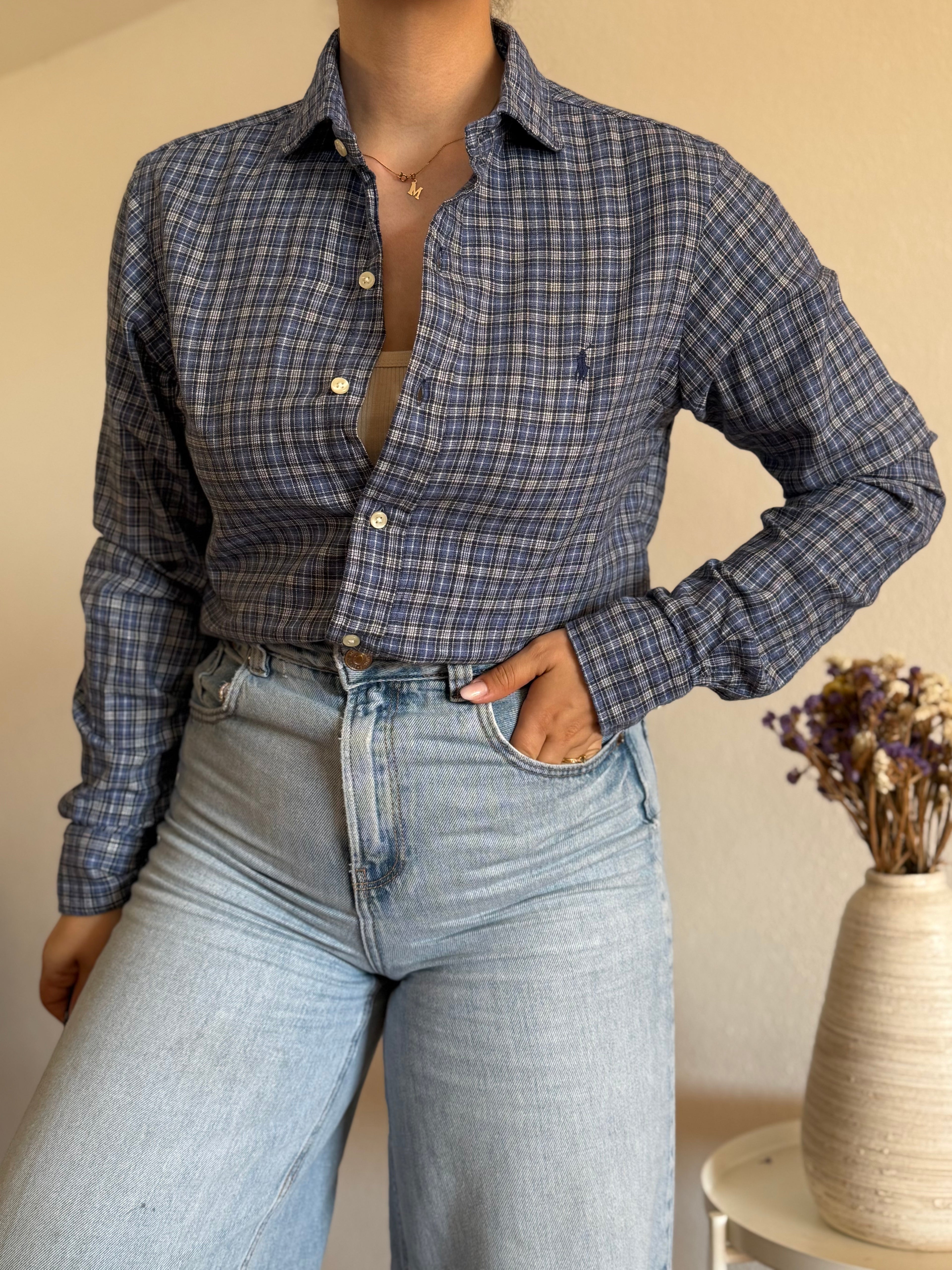 Camisa Polo Ralph Lauren Blue Plaid – Custom Fit (Vintage)