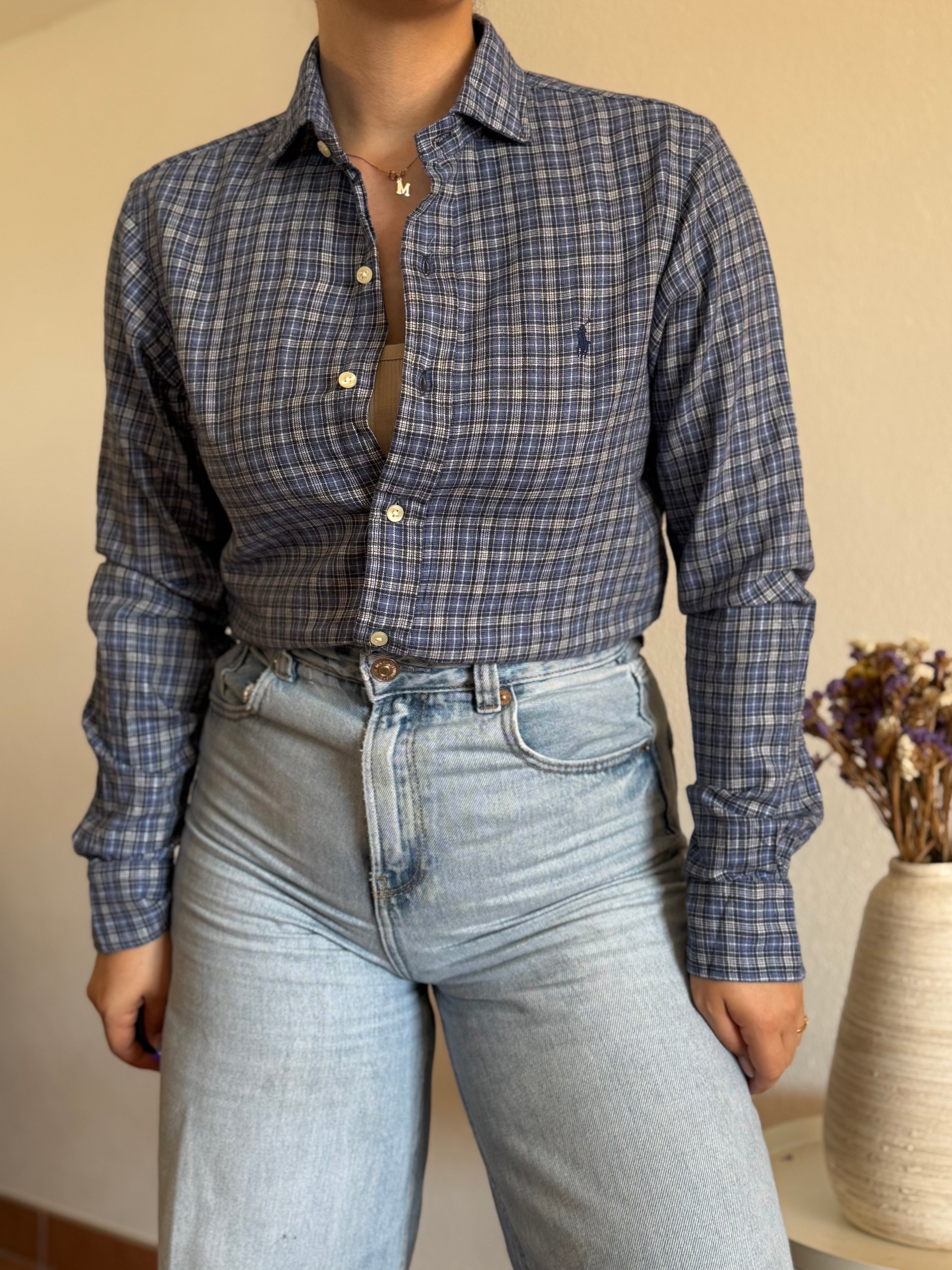 Camisa Polo Ralph Lauren Blue Plaid – Custom Fit (Vintage)