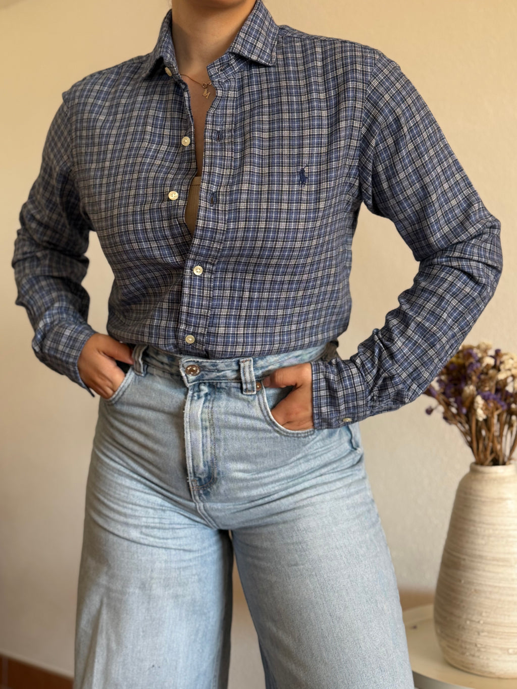 Camisa Polo Ralph Lauren Blue Plaid – Custom Fit (Vintage)