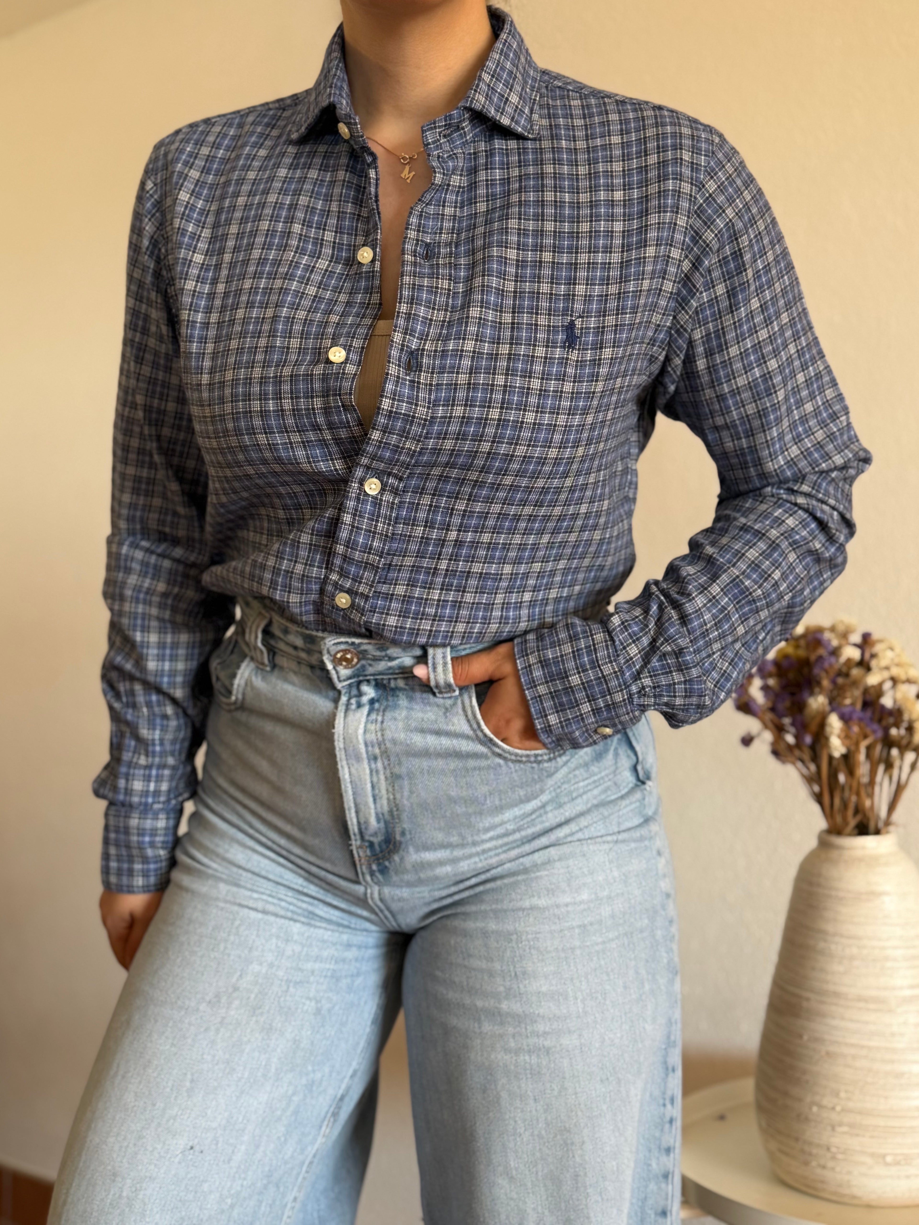 Camisa Polo Ralph Lauren Blue Plaid – Custom Fit (Vintage)
