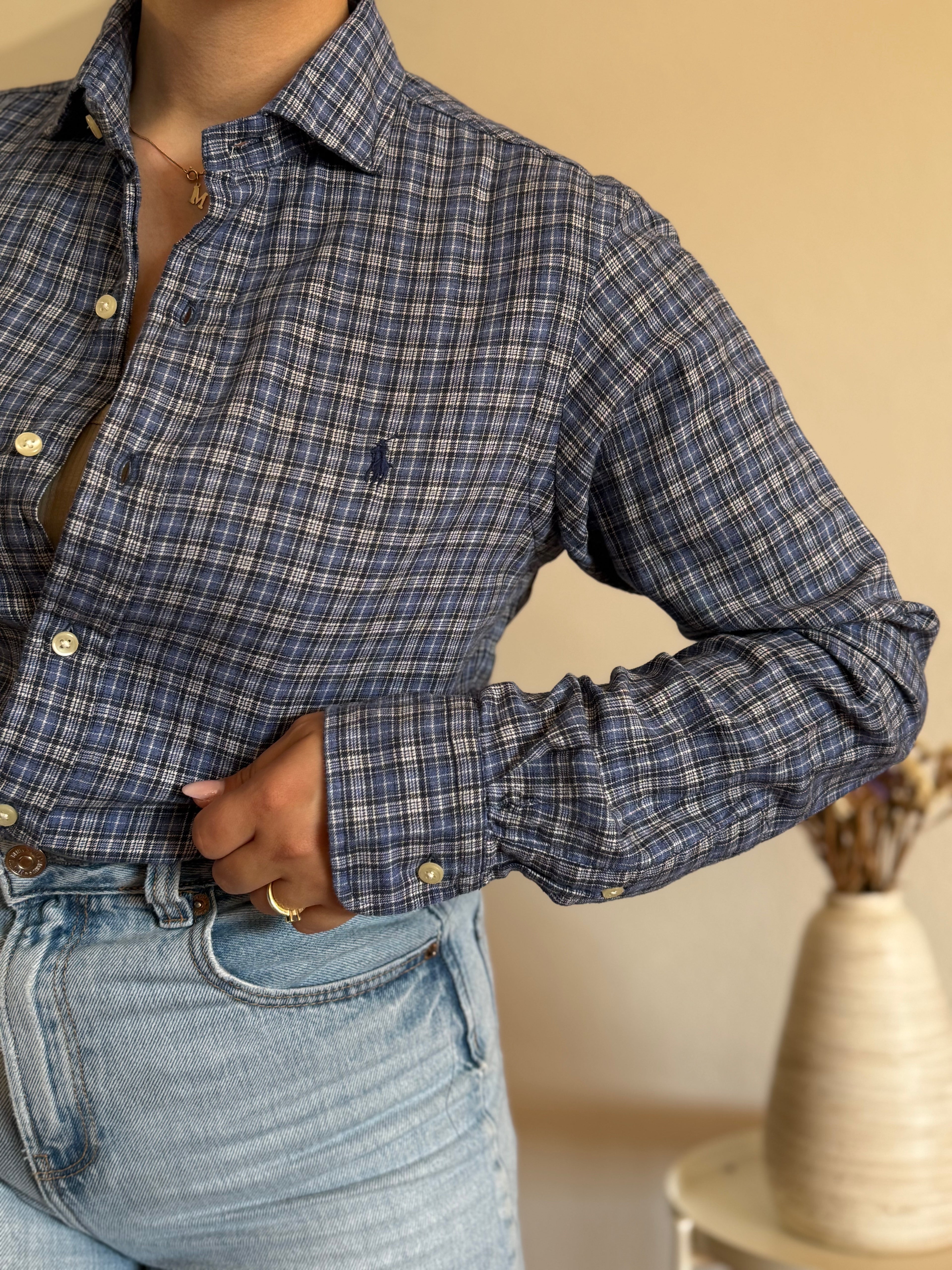 Camisa Polo Ralph Lauren Blue Plaid – Custom Fit (Vintage)