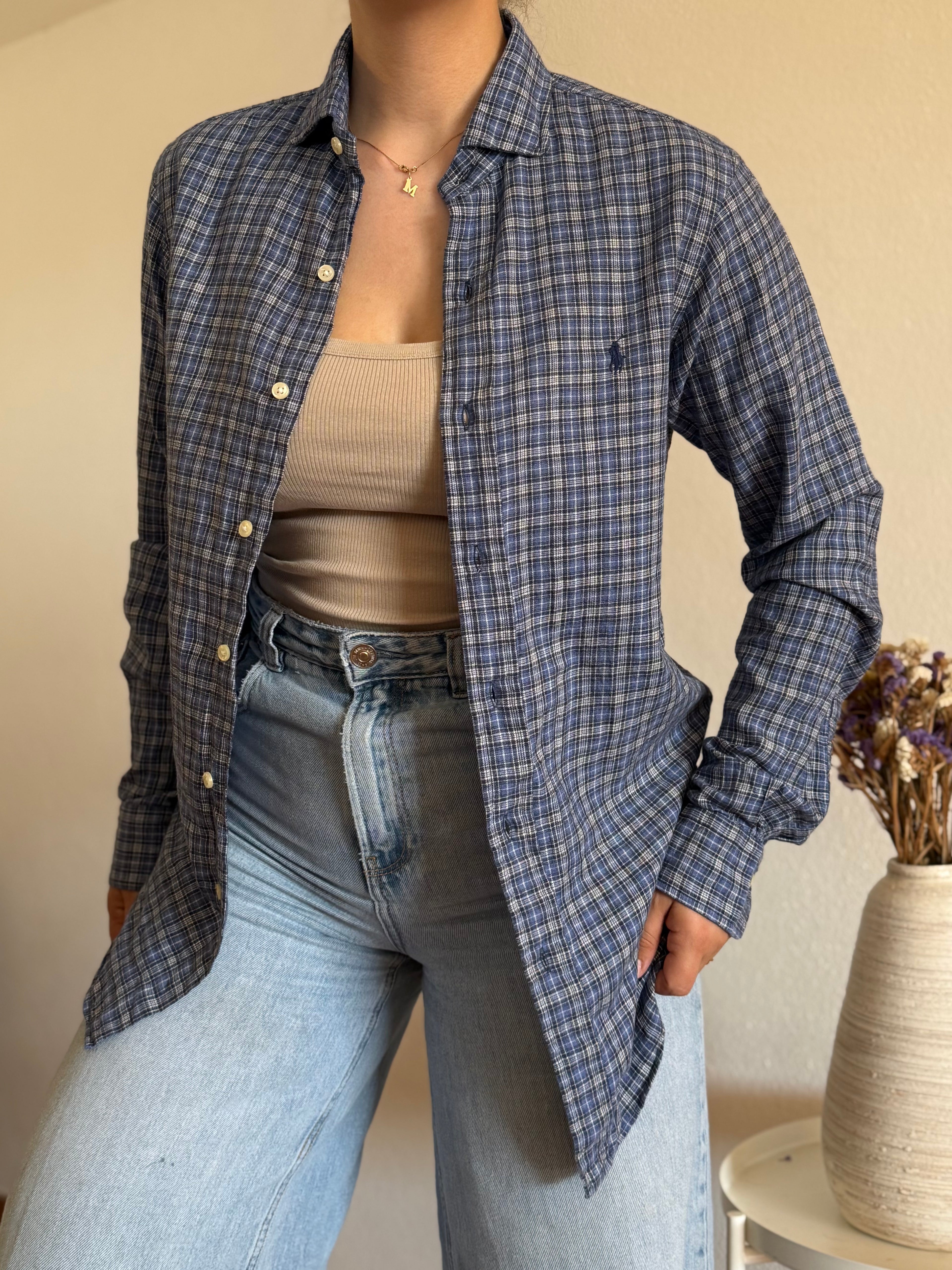 Camisa Polo Ralph Lauren Blue Plaid – Custom Fit (Vintage)